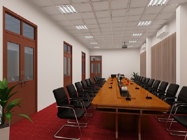 Phòng họp được thiết kế đơn giản nhưng vẫn sang trọng, lịch sự