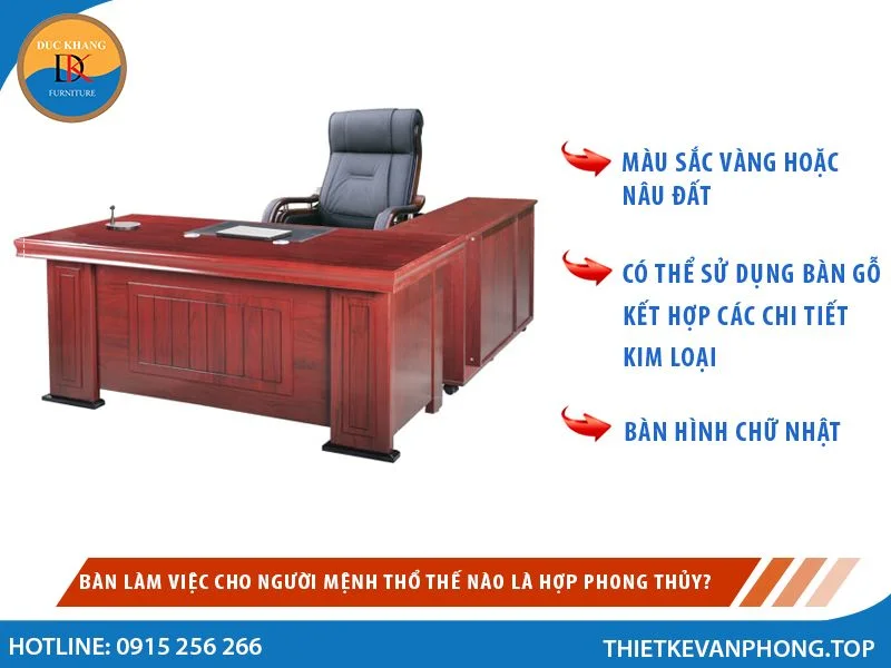 Bàn làm việc cho người mệnh Thổ thế nào là hợp phong thủy?